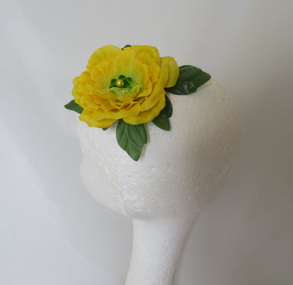 Yellow and Green Rose Flower Clip