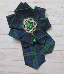 Large Black Watch Tartan Crystal Brooch