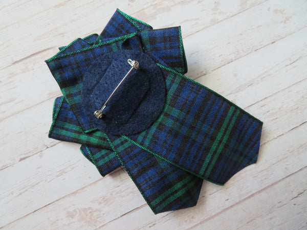 Large Black Watch Tartan Crystal Brooch