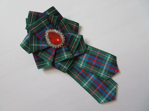 Rose Tartan & Crystal Brooch