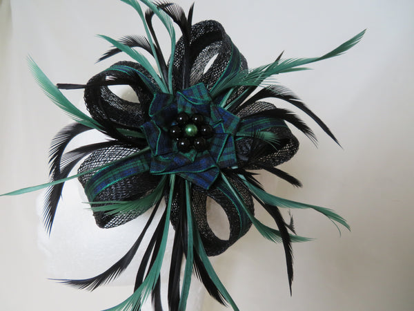 Black and Dark Green Tartan Lily