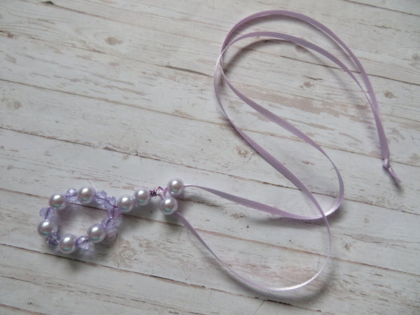 Lilac Crystal & Pearl Bead Pendant
