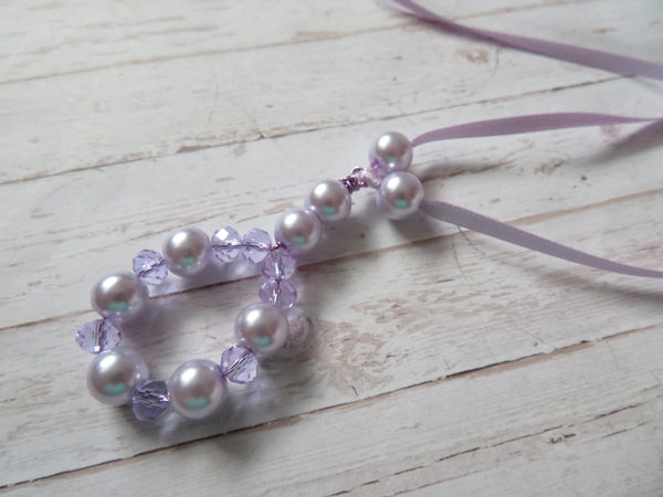 Lilac Crystal & Pearl Bead Pendant