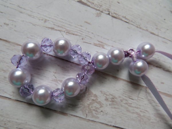 Lilac Crystal & Pearl Bead Pendant