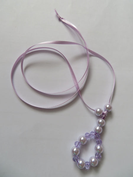 Lilac Crystal & Pearl Bead Pendant