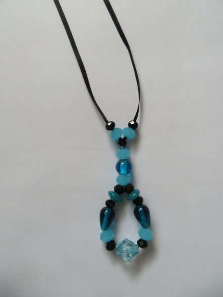 Turquoise & Black Crystal Bead Pendant