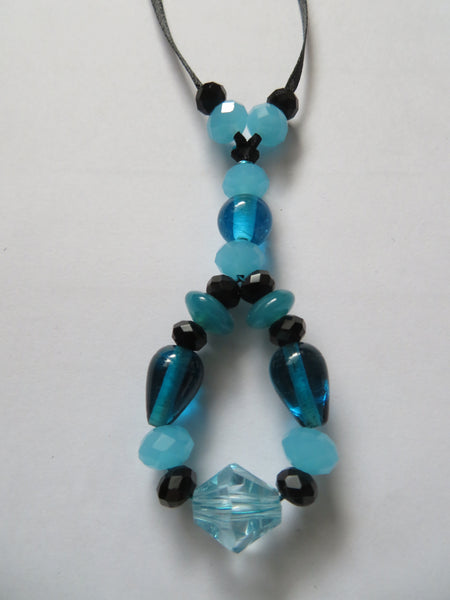 Turquoise & Black Crystal Bead Pendant