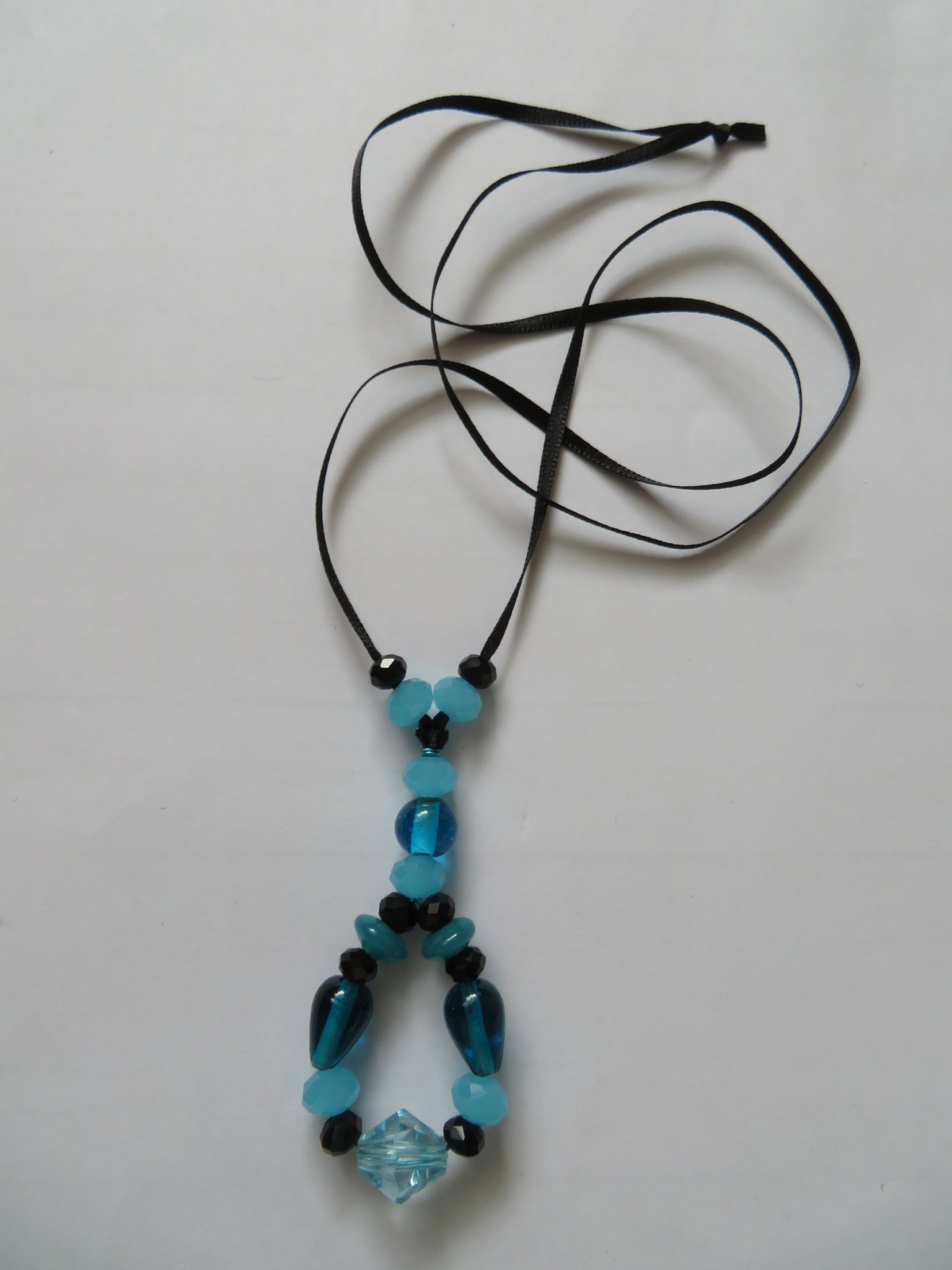 Turquoise & Black Crystal Bead Pendant