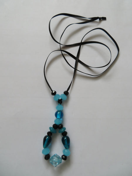 Turquoise & Black Crystal Bead Pendant