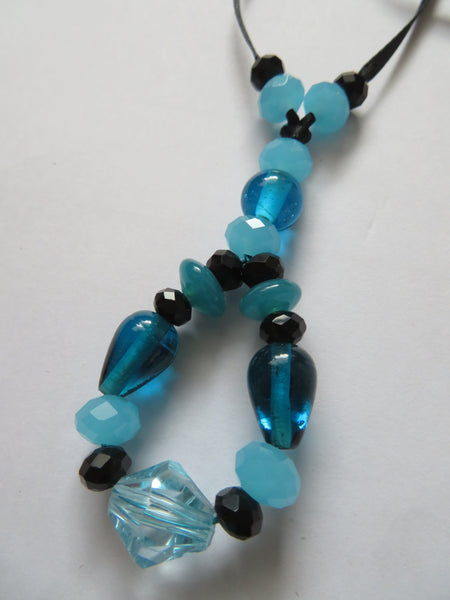 Turquoise & Black Crystal Bead Pendant