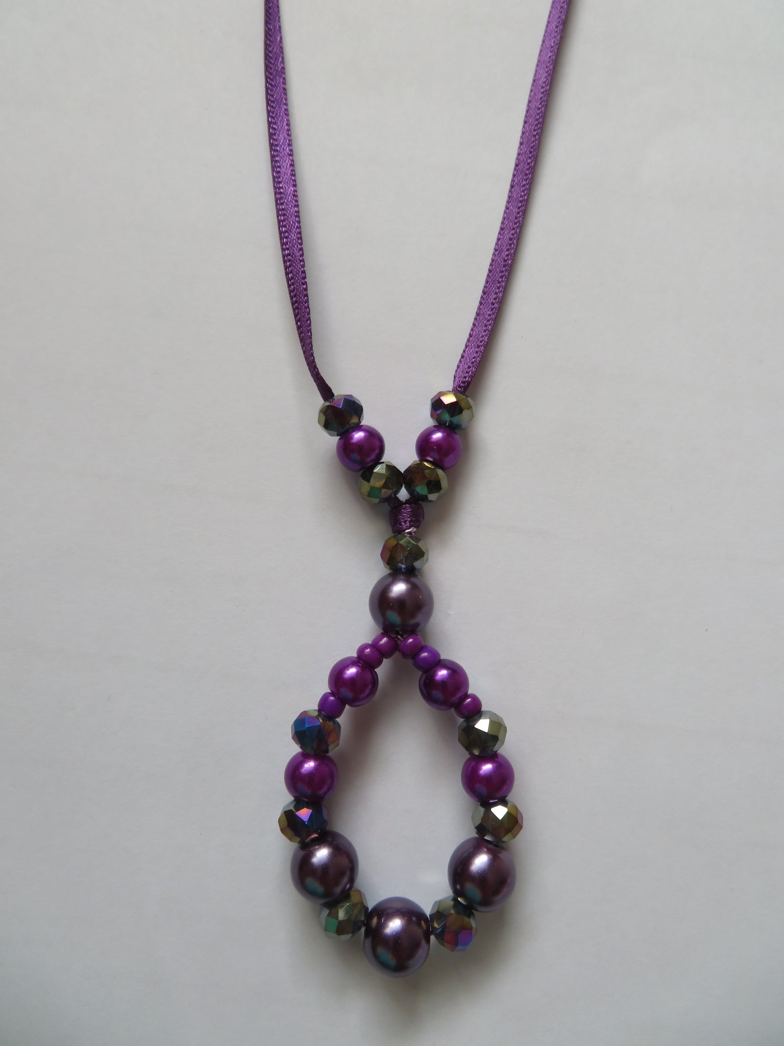 Purple Crystal & Pearl Bead Pendant