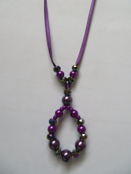 Purple Crystal & Pearl Bead Pendant