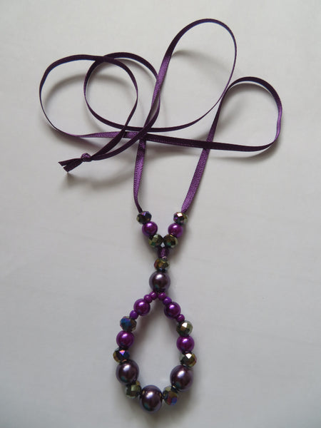 Purple Crystal & Pearl Bead Pendant
