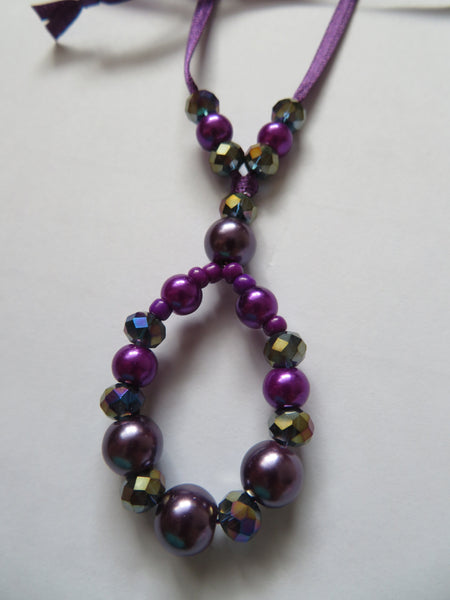 Purple Crystal & Pearl Bead Pendant