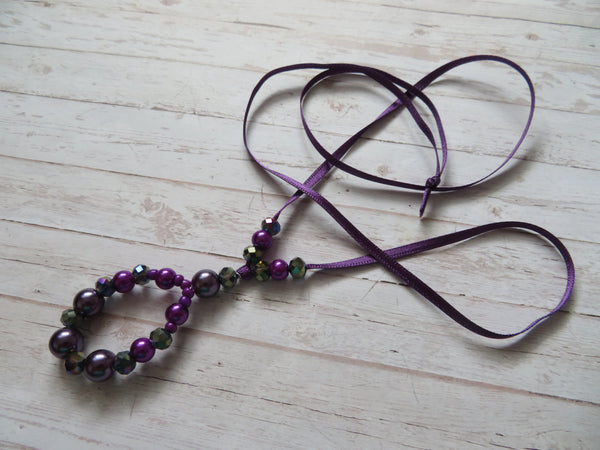 Purple Crystal & Pearl Bead Pendant