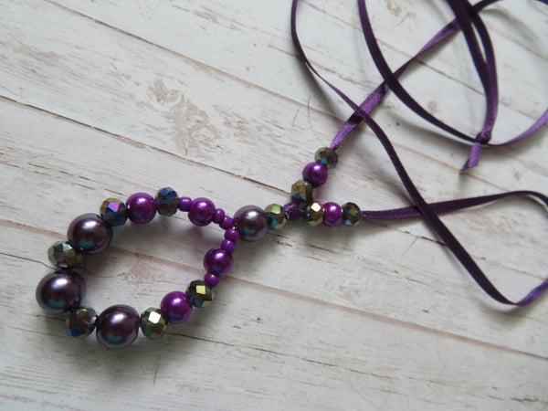 Purple Crystal & Pearl Bead Pendant