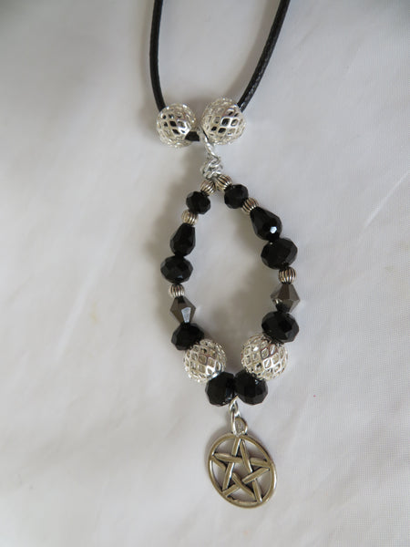 Silver & Black Crystal Pentagram Necklace