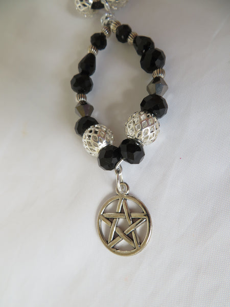 Silver & Black Crystal Pentagram Necklace