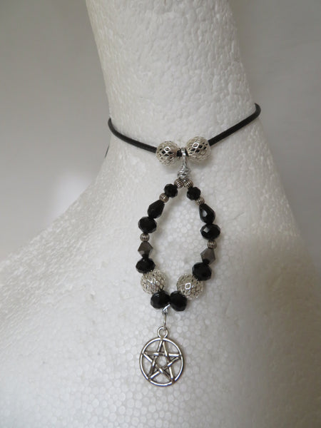 Silver & Black Crystal Pentagram Necklace