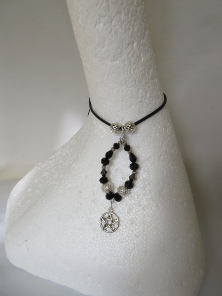 Silver & Black Crystal Pentagram Necklace
