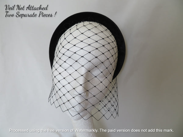 Black Velvet Halo Headband and Veil Separates Set