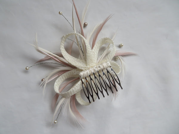 Ivory Cream & Mink Mini Lily Updo Comb