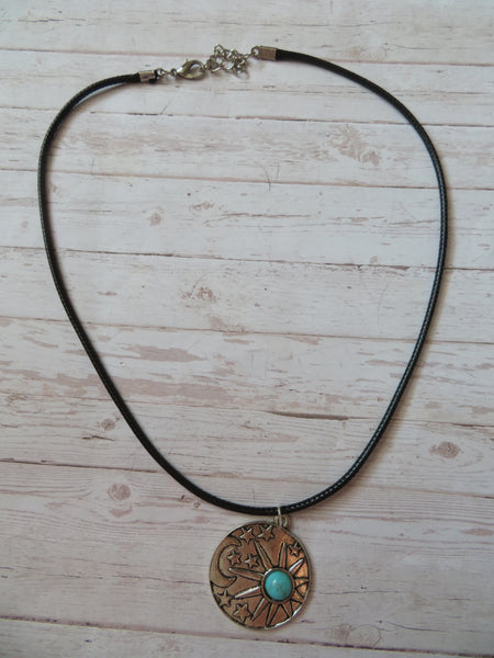 Sun, Moon & Stars Pendant Choker Necklace