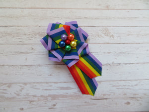 Rainbow Pride Ribbon Ruffle Brooch