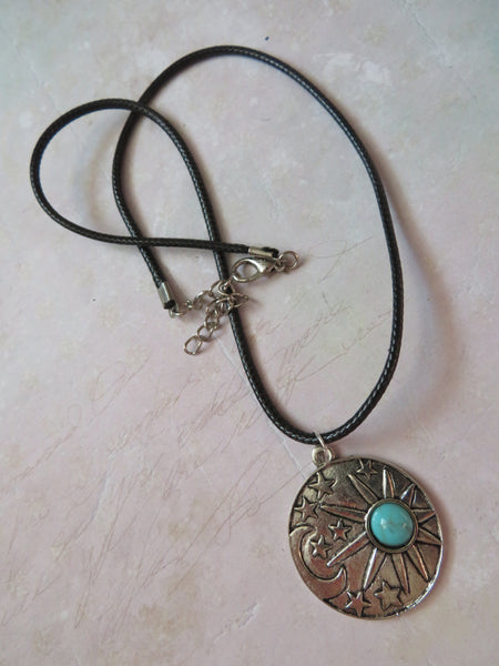 Sun, Moon & Stars Pendant Choker Necklace