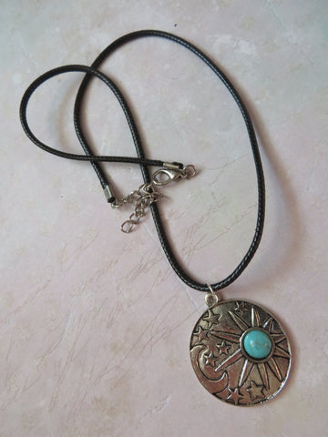 Sun, Moon & Stars Pendant Choker Necklace