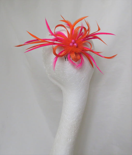 Orange and Fuchsia Pink Mini Lily Updo Comb