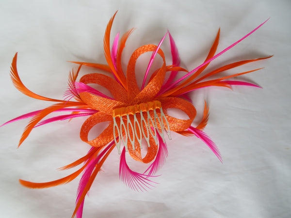 Orange and Fuchsia Pink Mini Lily Updo Comb