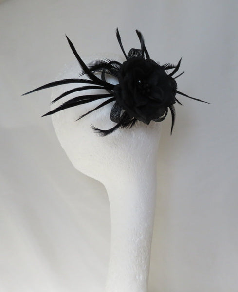 Black Mini Lily Updo Comb Fascinator