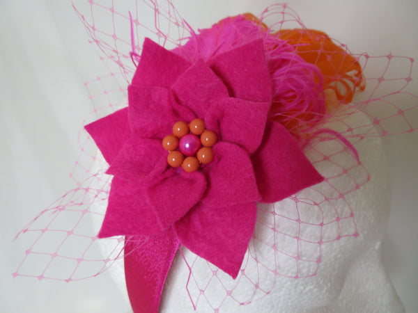 Fuchsia Pink and Orange Audrina Headband