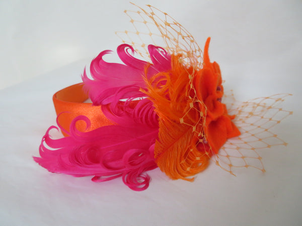 Orange and Cerise PInk Audrina Headband