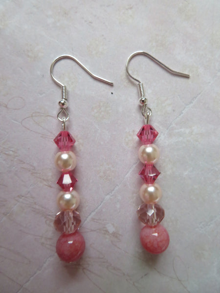 Rose Pink Crystal Drop Earrings