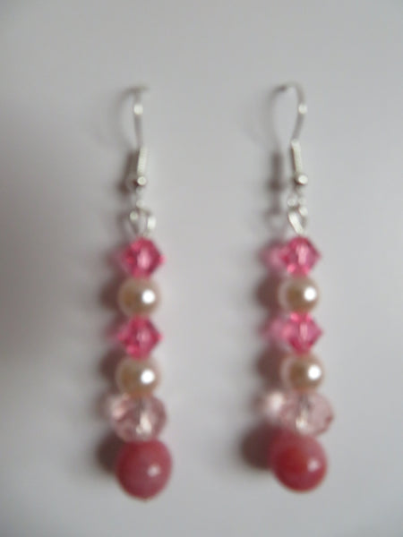 Rose Pink Crystal Drop Earrings