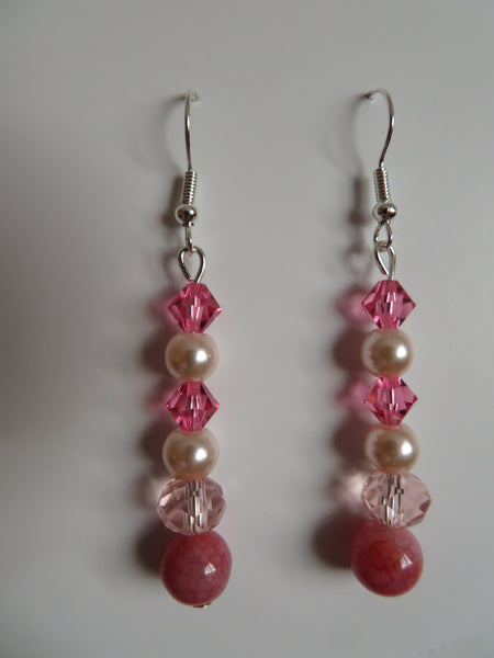 Rose Pink Crystal Drop Earrings