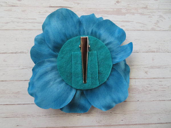 Teal Poppy Hair Flower Clip