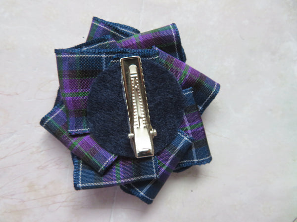 Mini Tartan Ribbon Ruffle Hair Clips