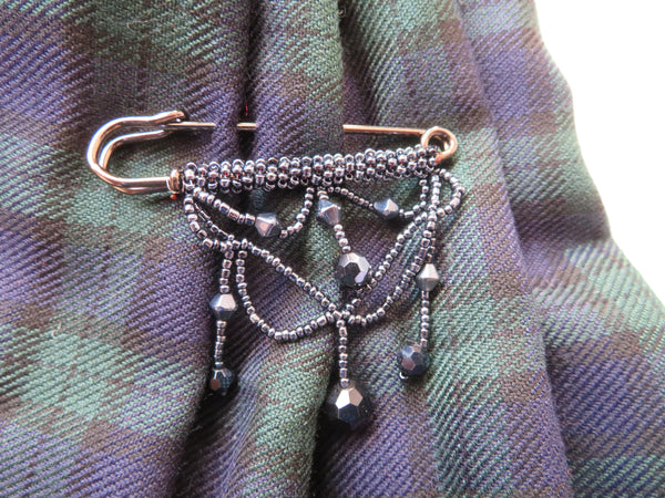 Beaded Swag Kilt Brooch Pin
