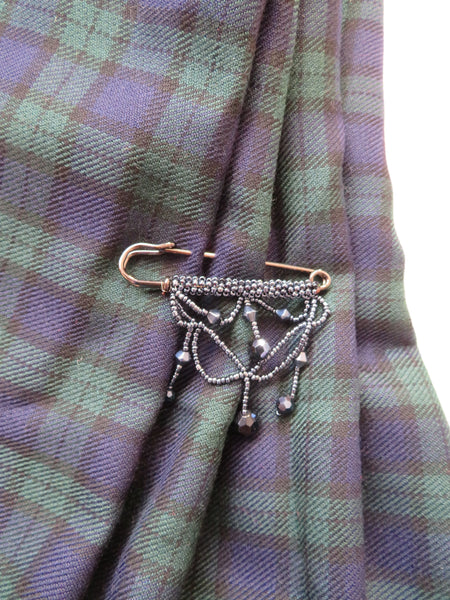 Beaded Swag Kilt Brooch Pin