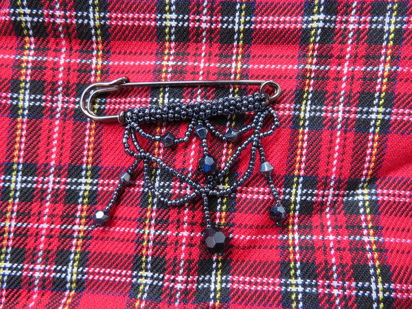 Beaded Swag Kilt Brooch Pin