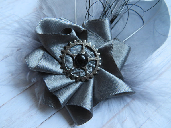 Dark Grey Steampunk Hat Clip
