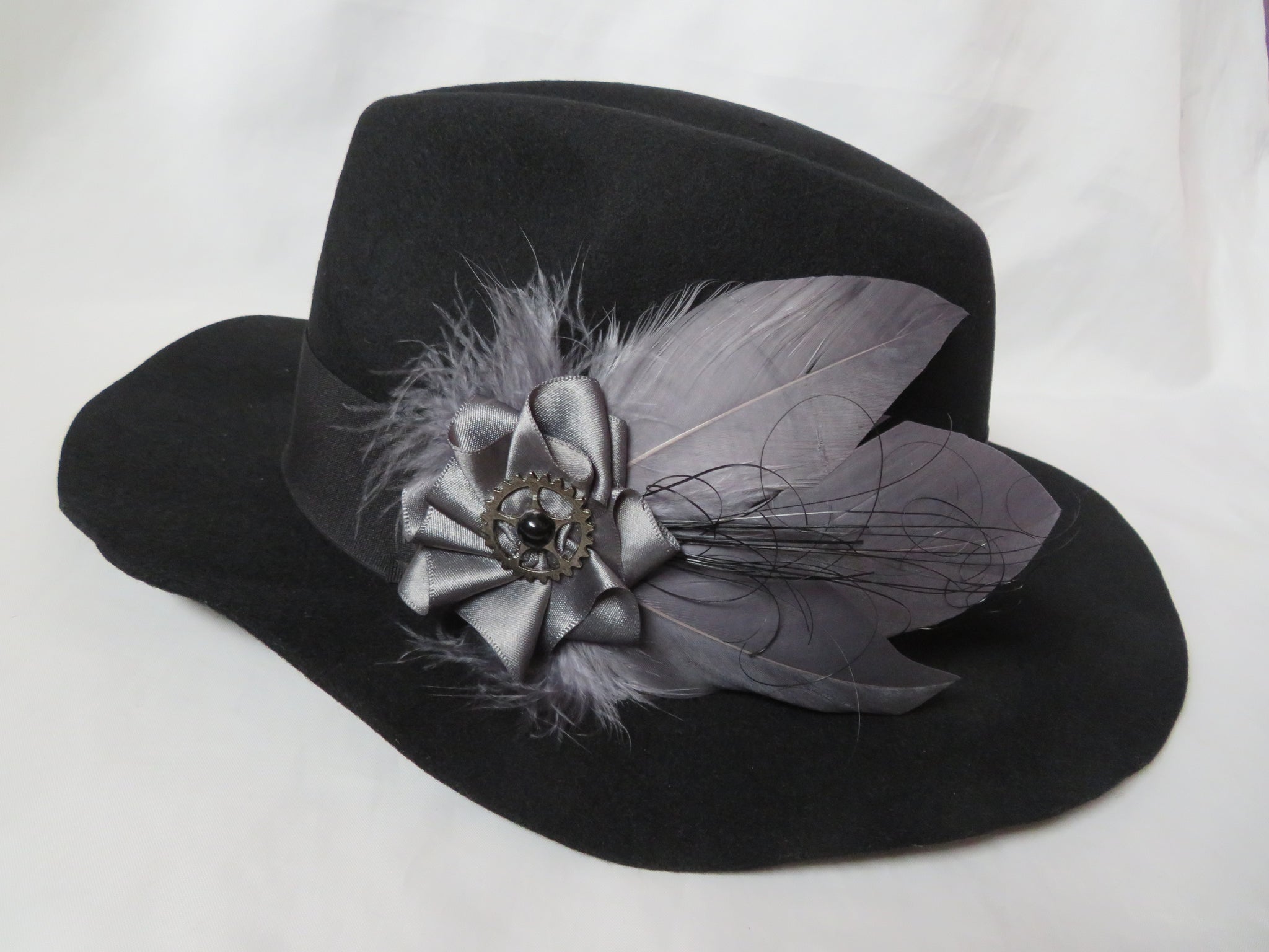 Dark Grey Steampunk Hat Clip