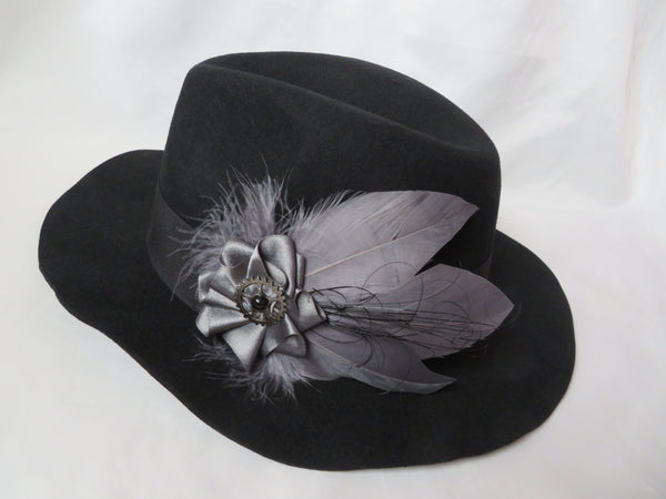 Dark Grey Steampunk Hat Clip