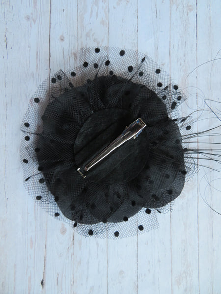 Black Rose Penny Blossom Hair Clip