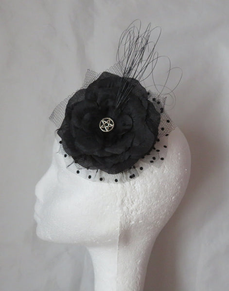 Black Rose Penny Blossom Hair Clip