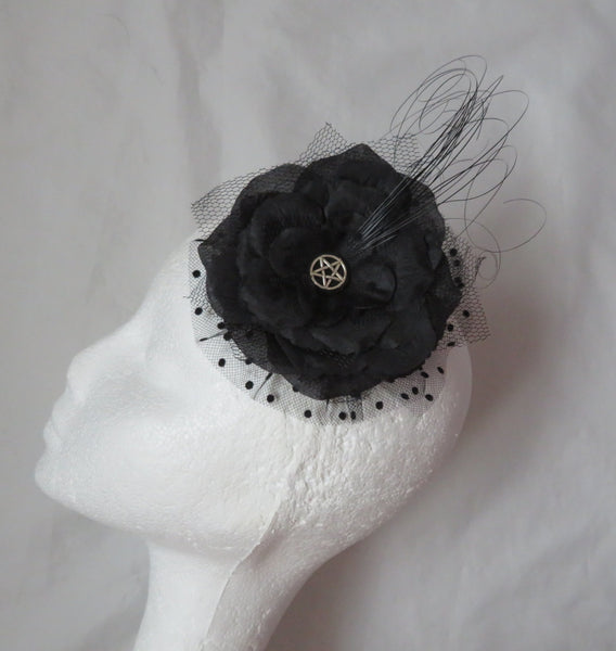 Black Rose Penny Blossom Hair Clip