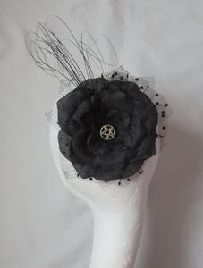 Black Rose Penny Blossom Hair Clip